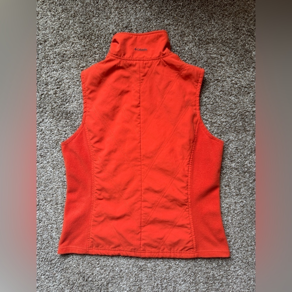 Columbia Vest Orange Sleeveless Zip Fleece Lightweight - Picture 3 of 10